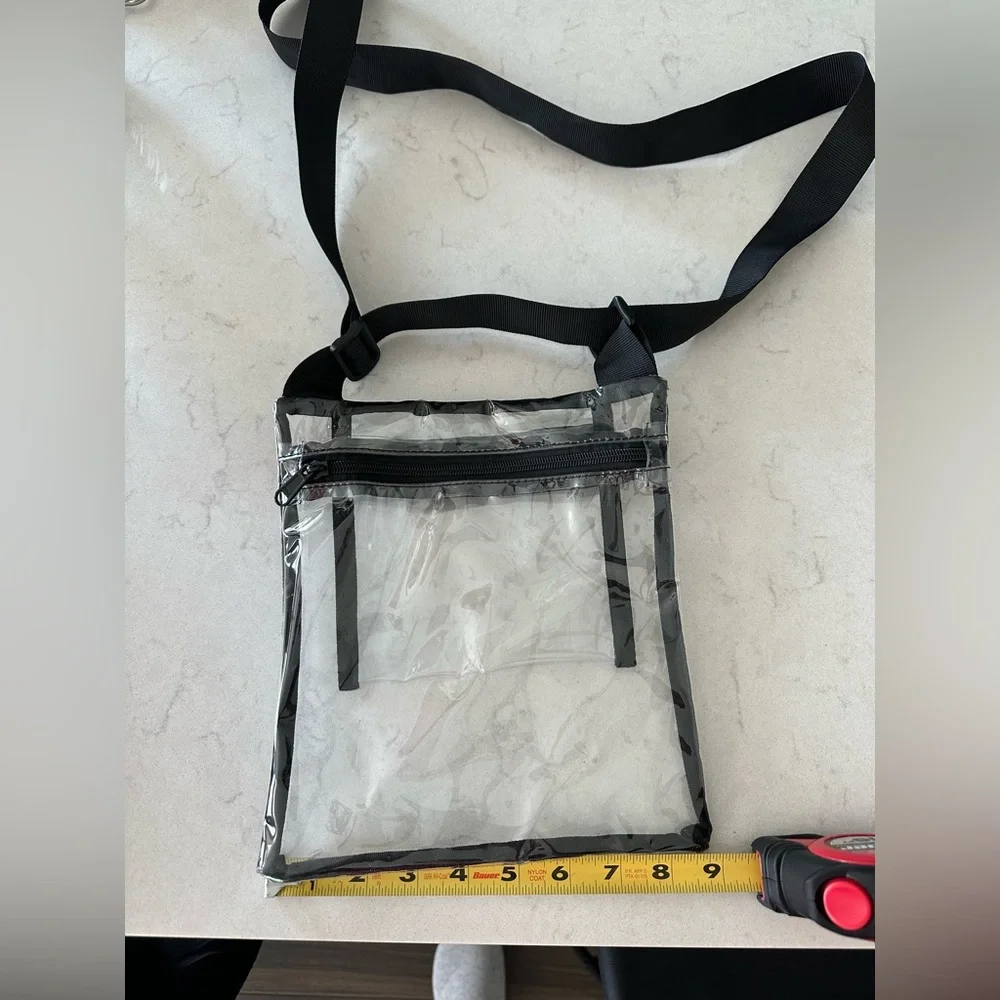 Clear stadium Transparent Black Trim Crossbody Bag - Picture 1 of 3